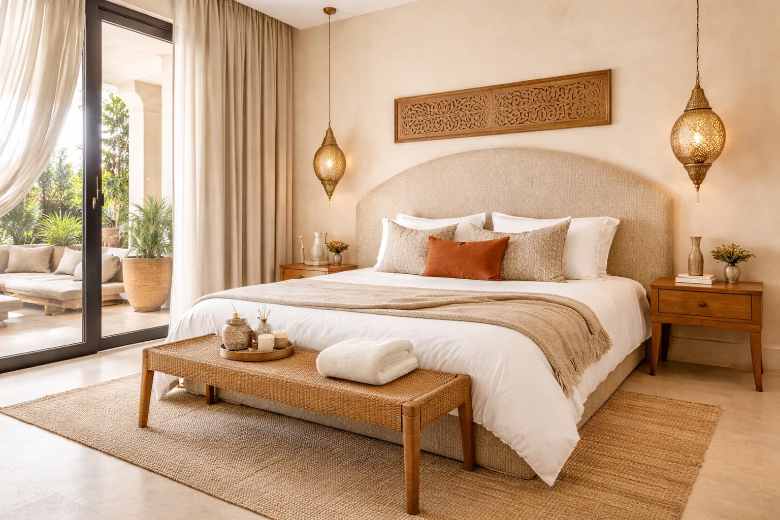 Chambre propre préparée par service de conciergerie Airbnb à Marrakech